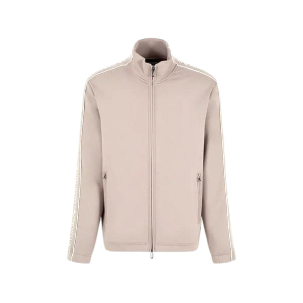 Emporio Armani Felpa con zip Felpa Uomo con zip e tape logata sulle maniche Tortora - Francavilla Moda